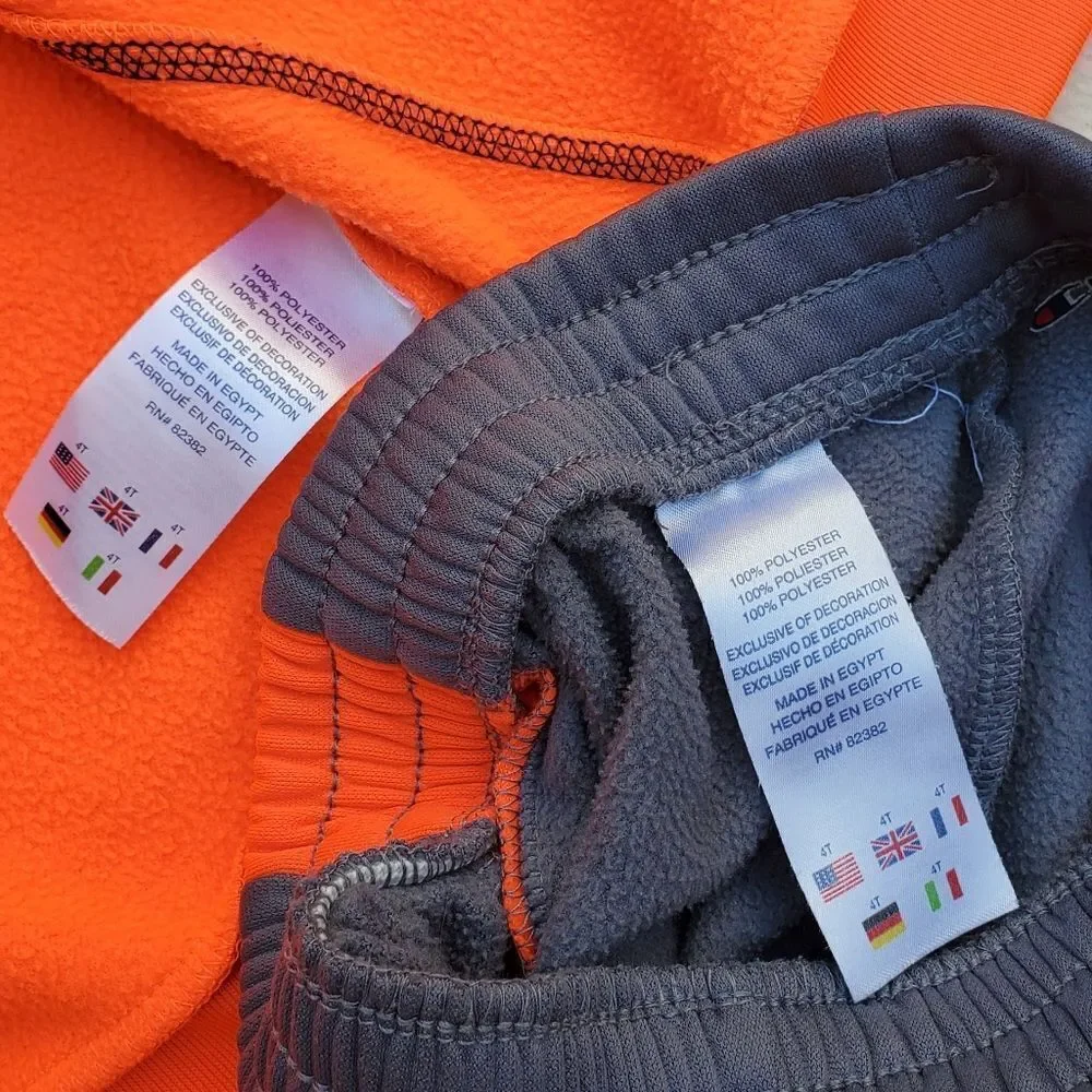 Champion Orange and Gray Hoodie Jacket and Joggers Size 4T